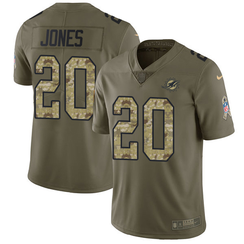 Nike Miami Dolphins #20 Reshad Jones Olive Camo Youth Stitched NFL Limited 2017 Salute to Service Jersey->youth nfl jersey->Youth Jersey